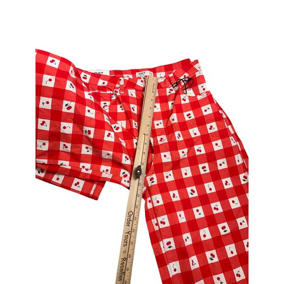 OAT New York High Rise Wide Leg Cherry Cropped Jeans Red Womens Size 12/31 NWT - Picture 4 of 7